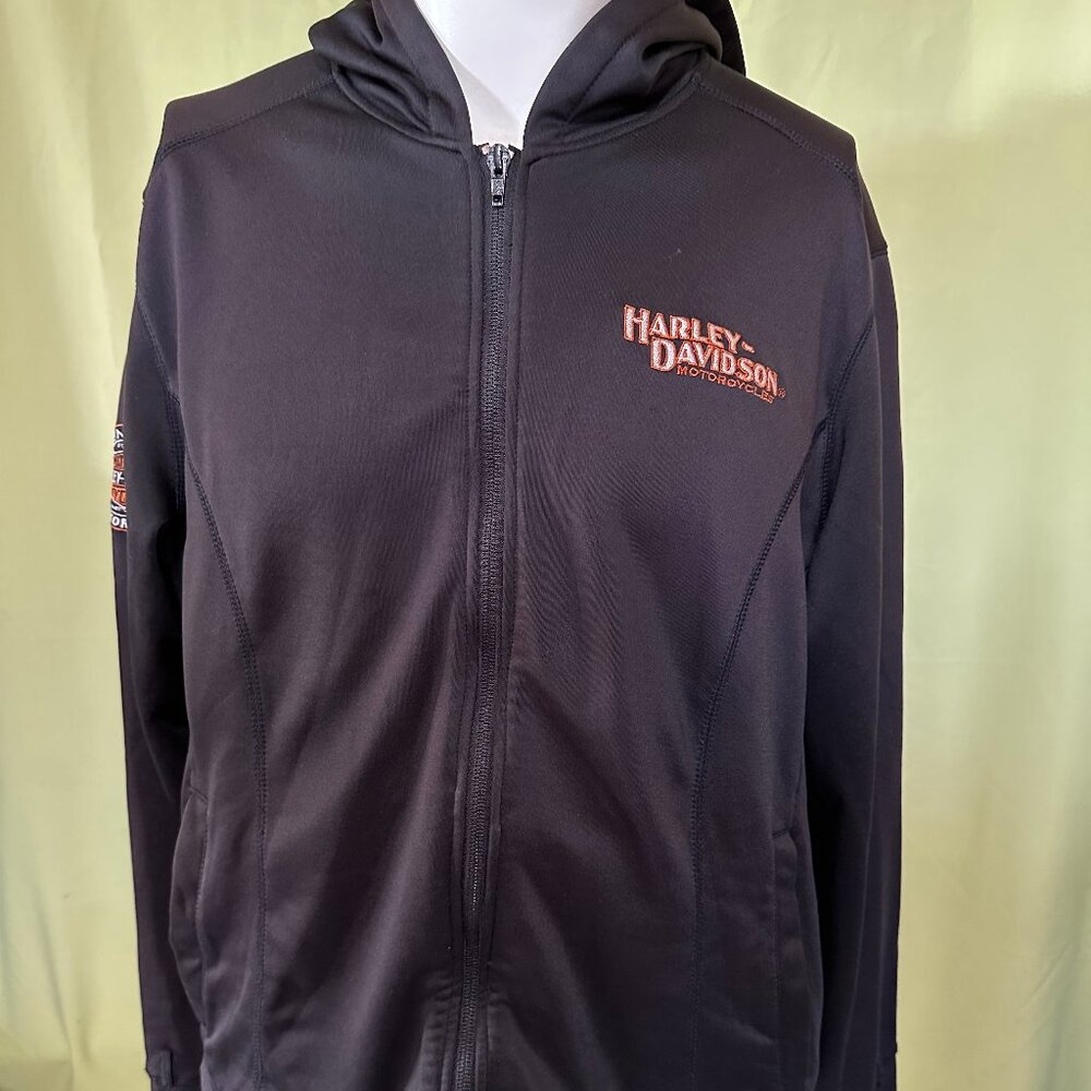 Harley Davidson Motorcycles Black Polyester Hoodie Jacket Size 2W
